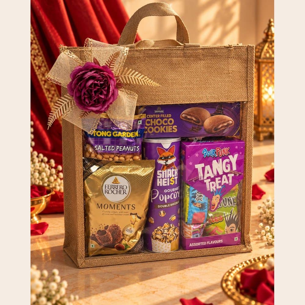 Diwali Snack Hamper - Best Wishes Jute Bag