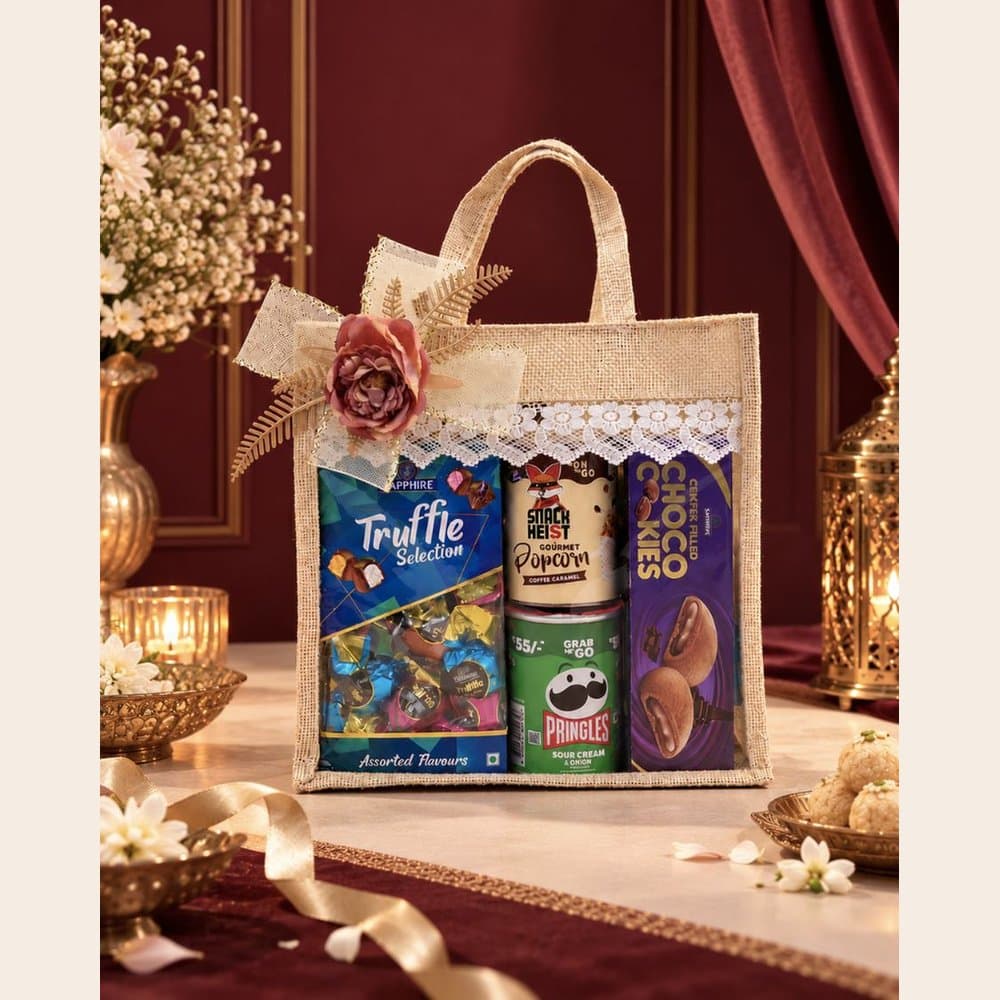 Diwali Snack Hamper - Jute Bag (11 x 11 in)