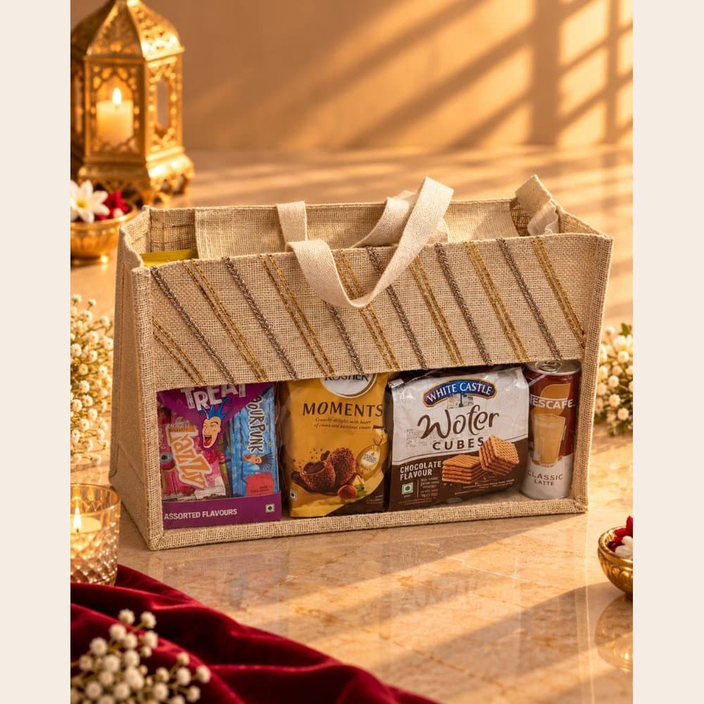 Diwali Snack Hamper - Jute Bag (15 x 11 in)