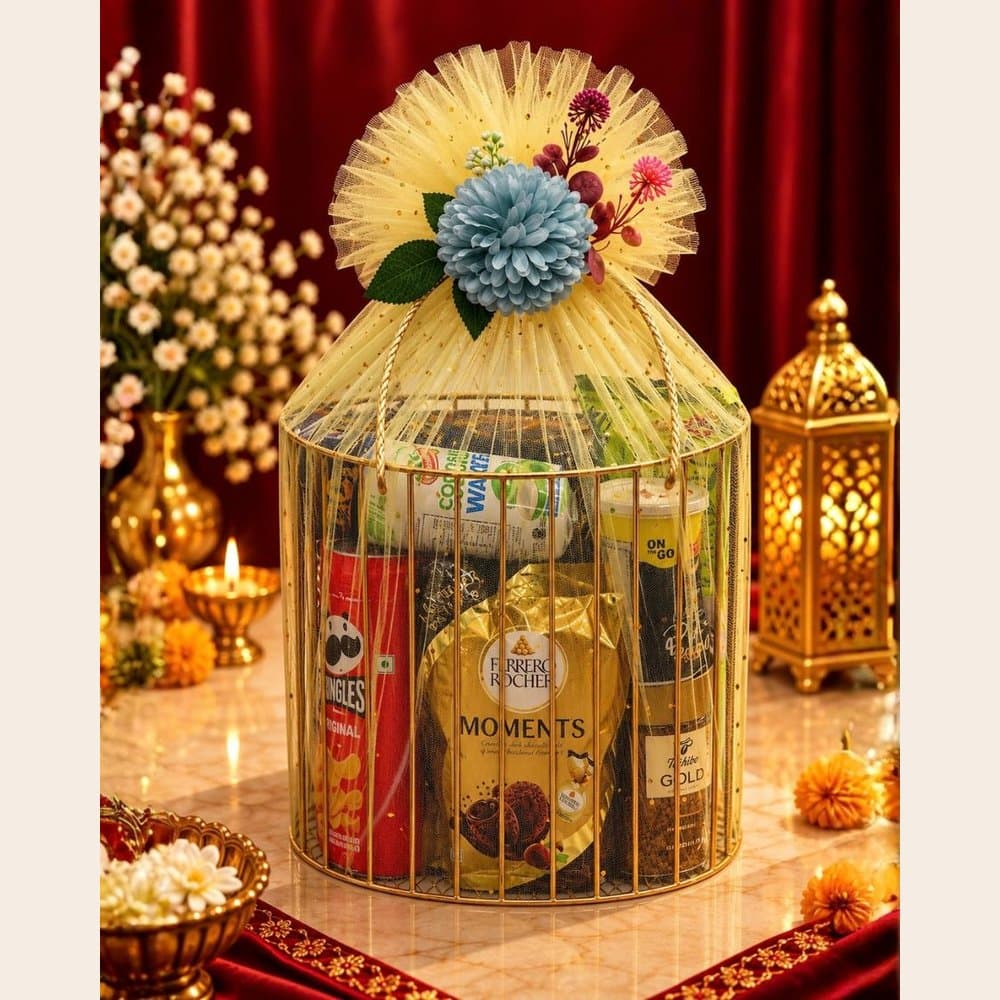 Diwali Snack Hamper - Metal Wire Grill Basket