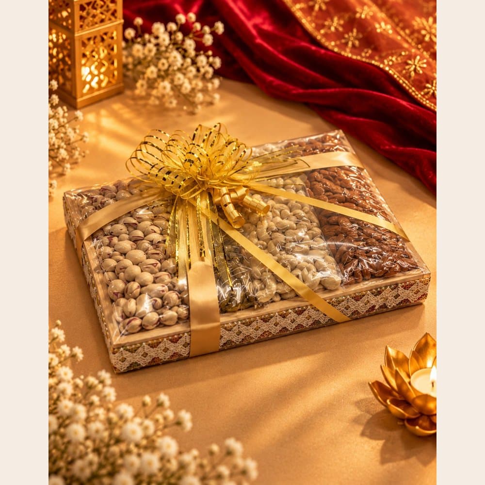 Dry Fruit Hamper - Wooden Tray (1 kg)