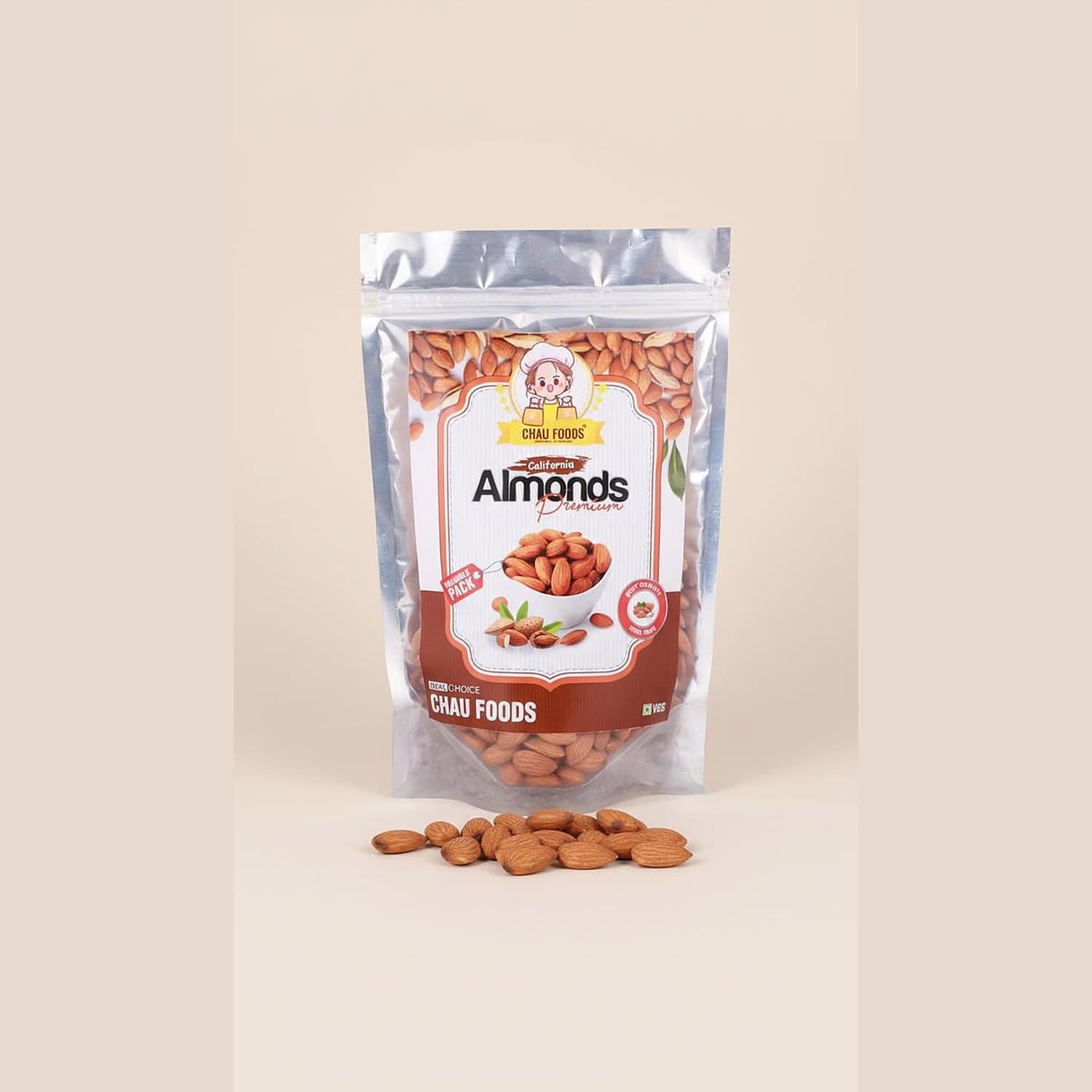 Chau Foods Premium California Almonds 500g pack - Buy online India