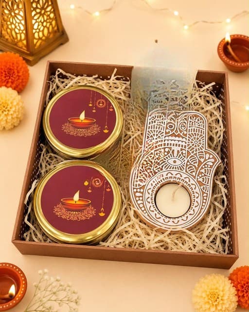 Diya Candle Duo gift hamper - Chau Foods