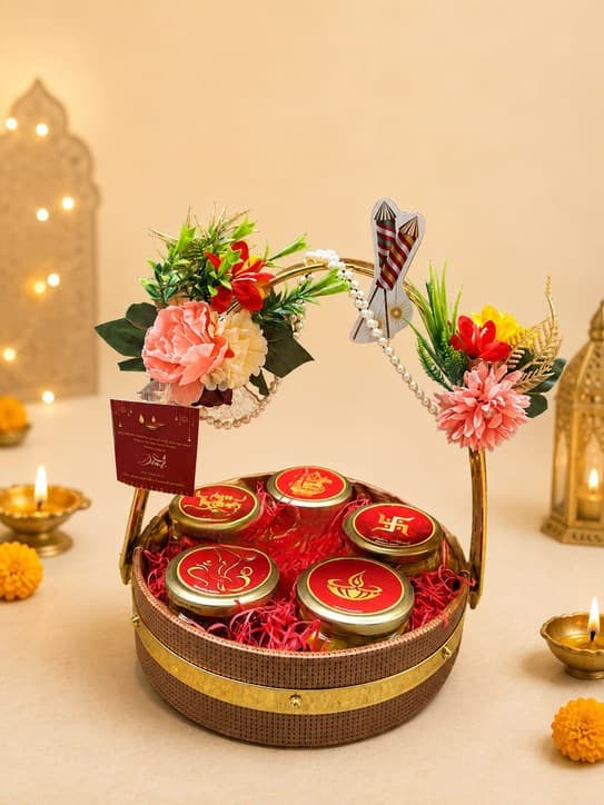 Golden Jar Basket gift hamper - Chau Foods