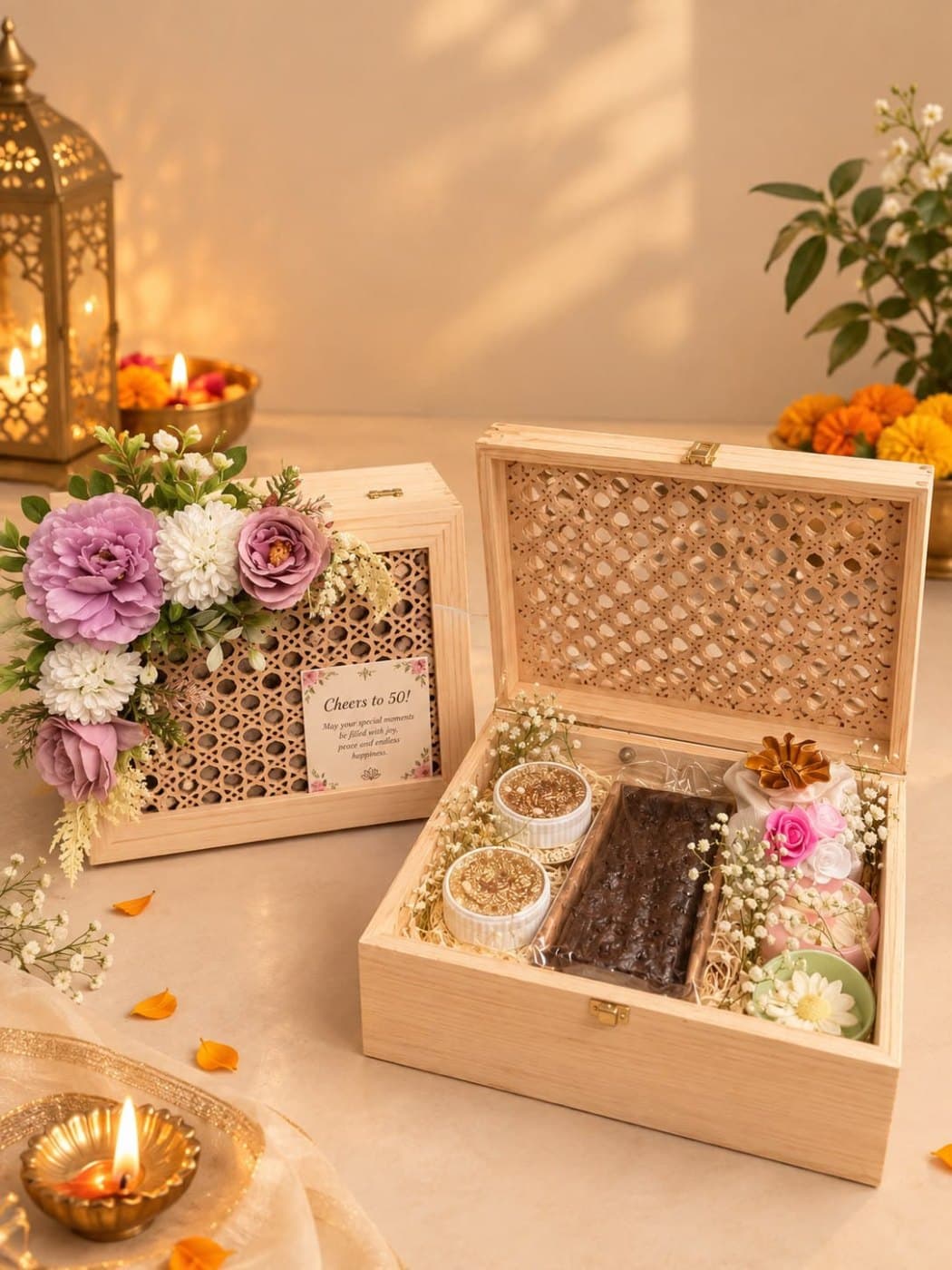 Pinewood Rattan Box gift hamper - Chau Foods