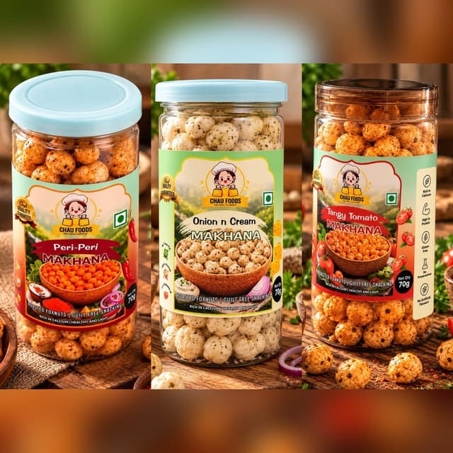 Roasted Makhana Trio Pack (Peri Peri, Onion n Cream, Tangy Tomato)