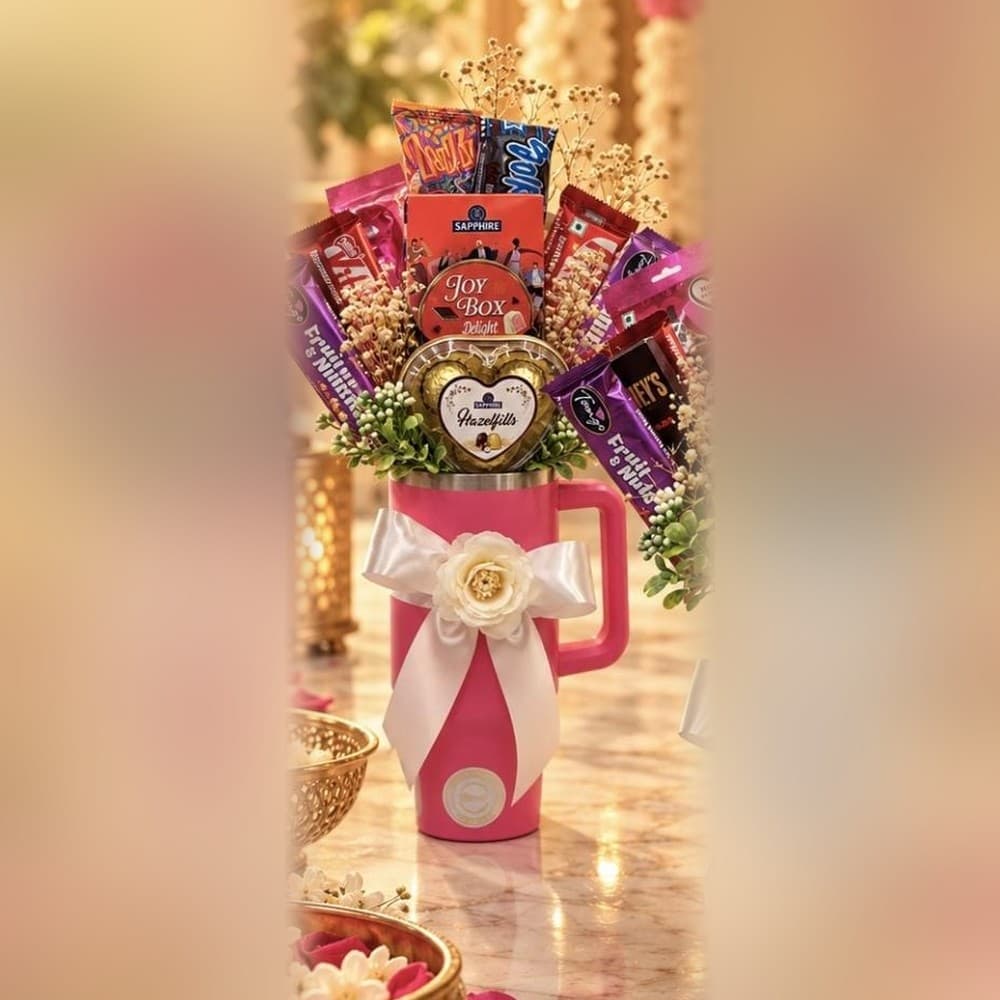 Chocolate Mug Bouquet - Pink