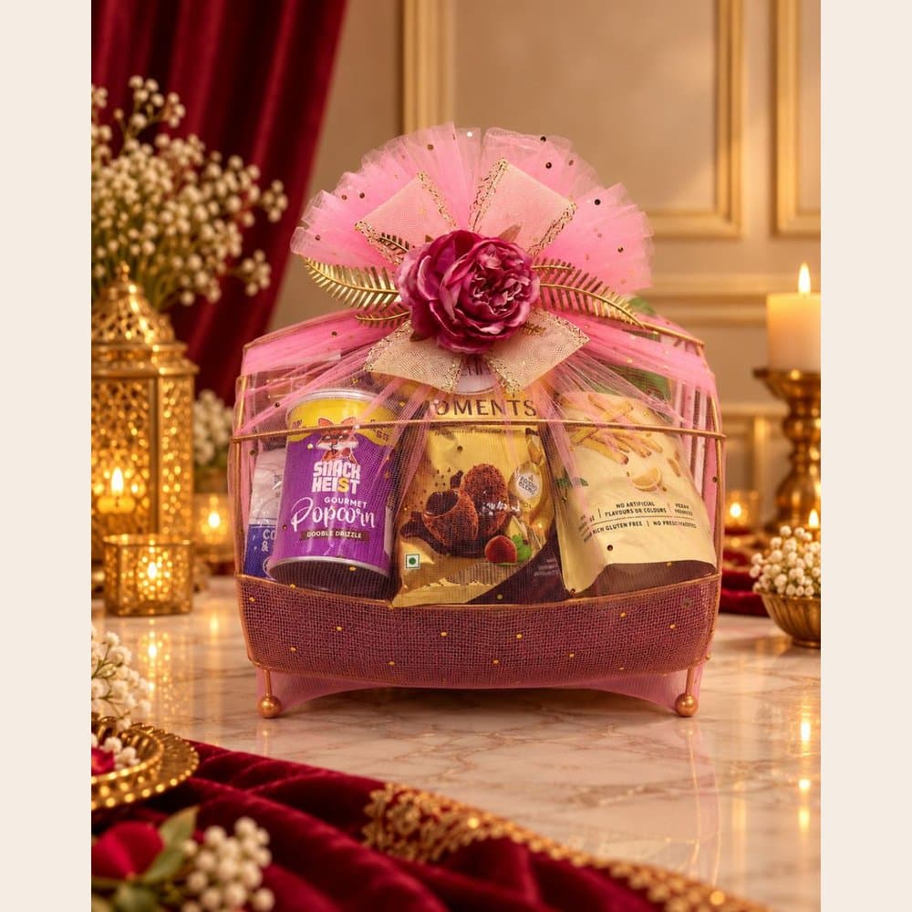 Diwali Snack Hamper - Metal Dhol Basket