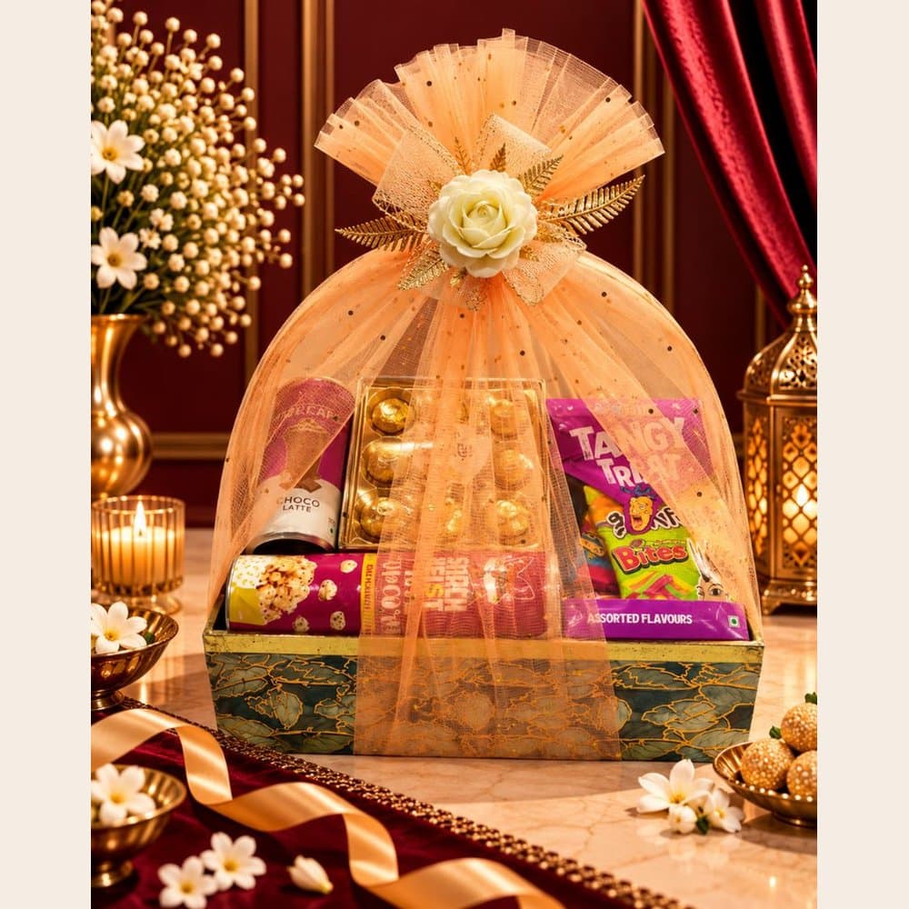 Diwali Snack Hamper - Paperboard Handle Basket (Deep)