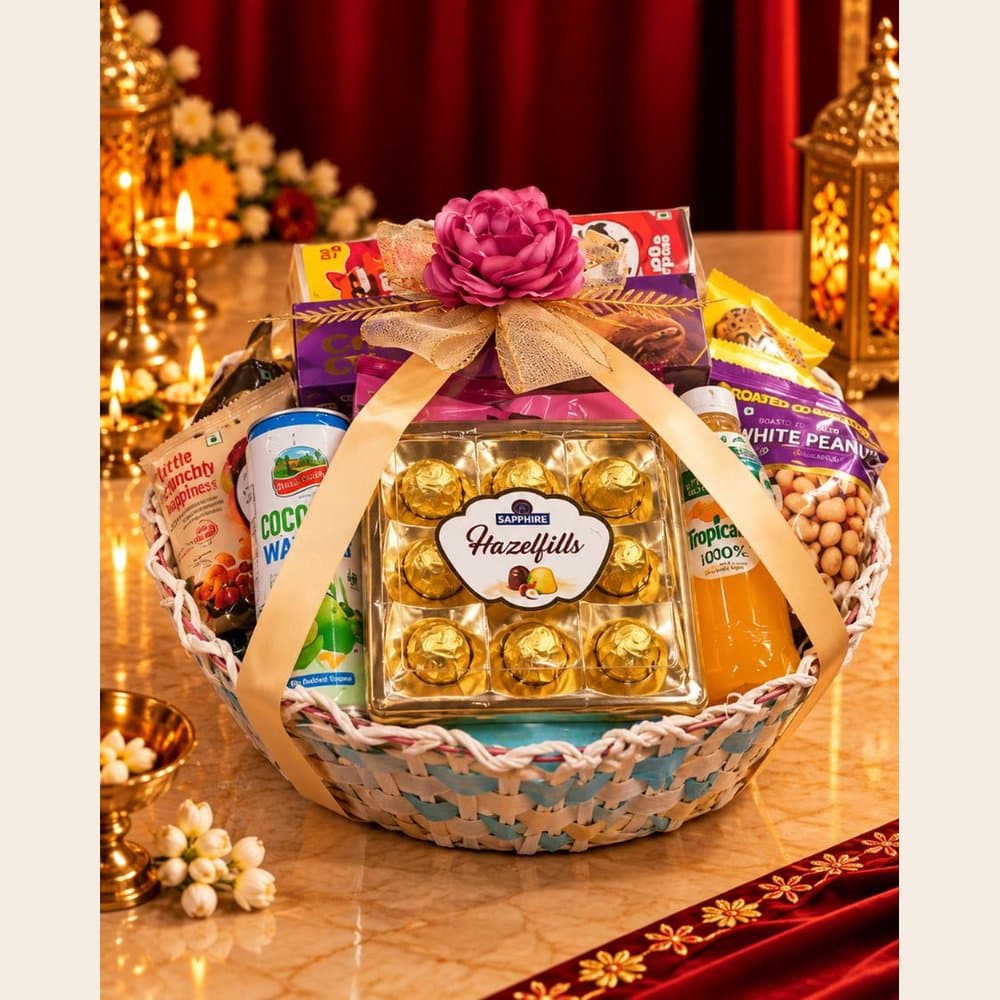 Diwali Snack Hamper - Round Wire Basket