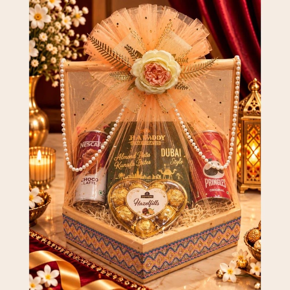 Diwali Snack Hamper - Wooden Hexagon Basket