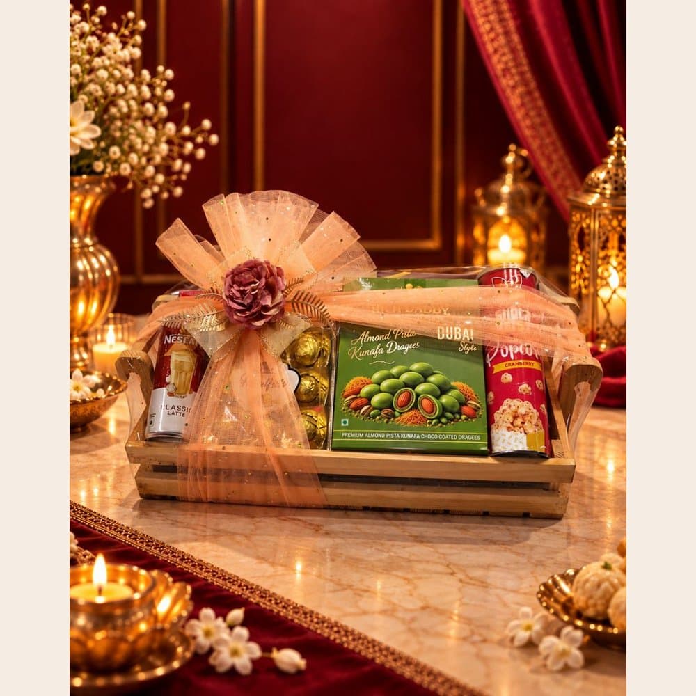 Diwali Snack Hamper - Wooden Huk Tray