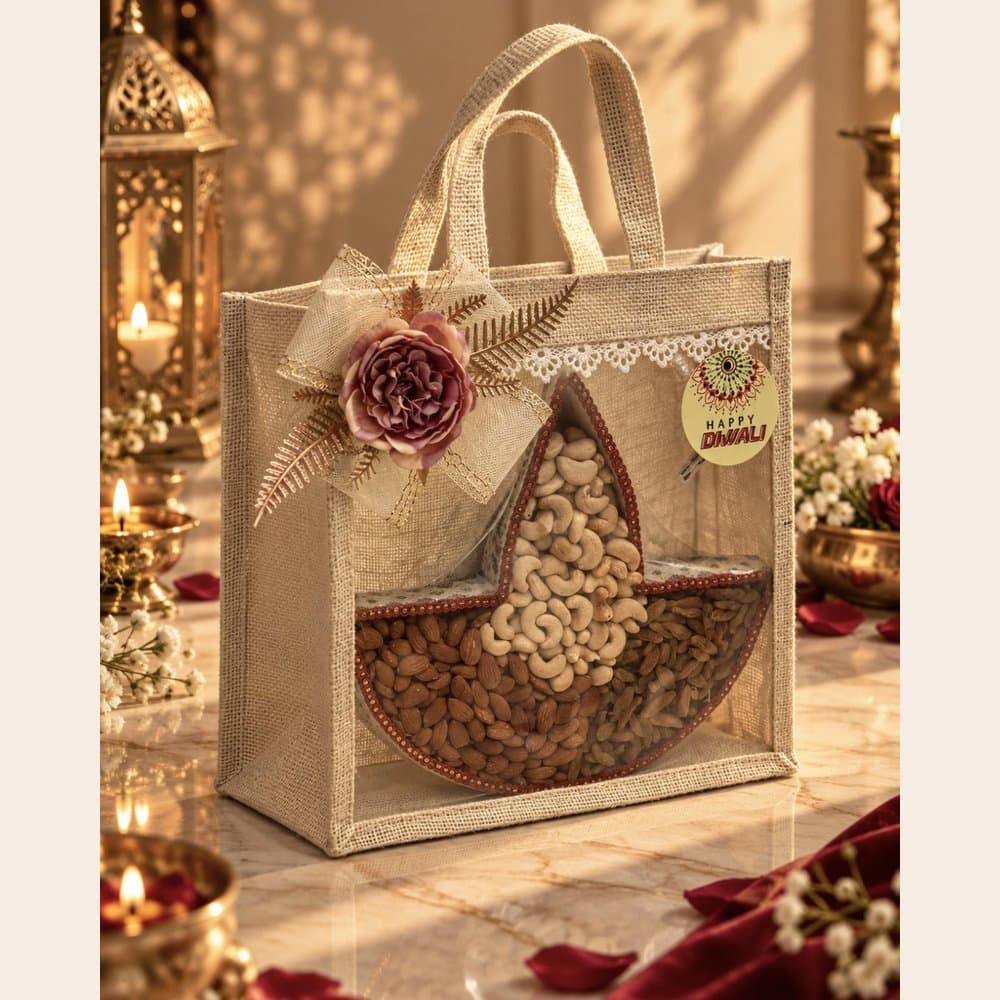 Dry Fruit Hamper - Diya Jute Bag (700 g)