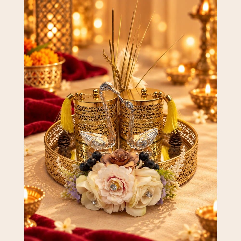 Dry Fruit Hamper - Golden Swan Tray (2 Jars)