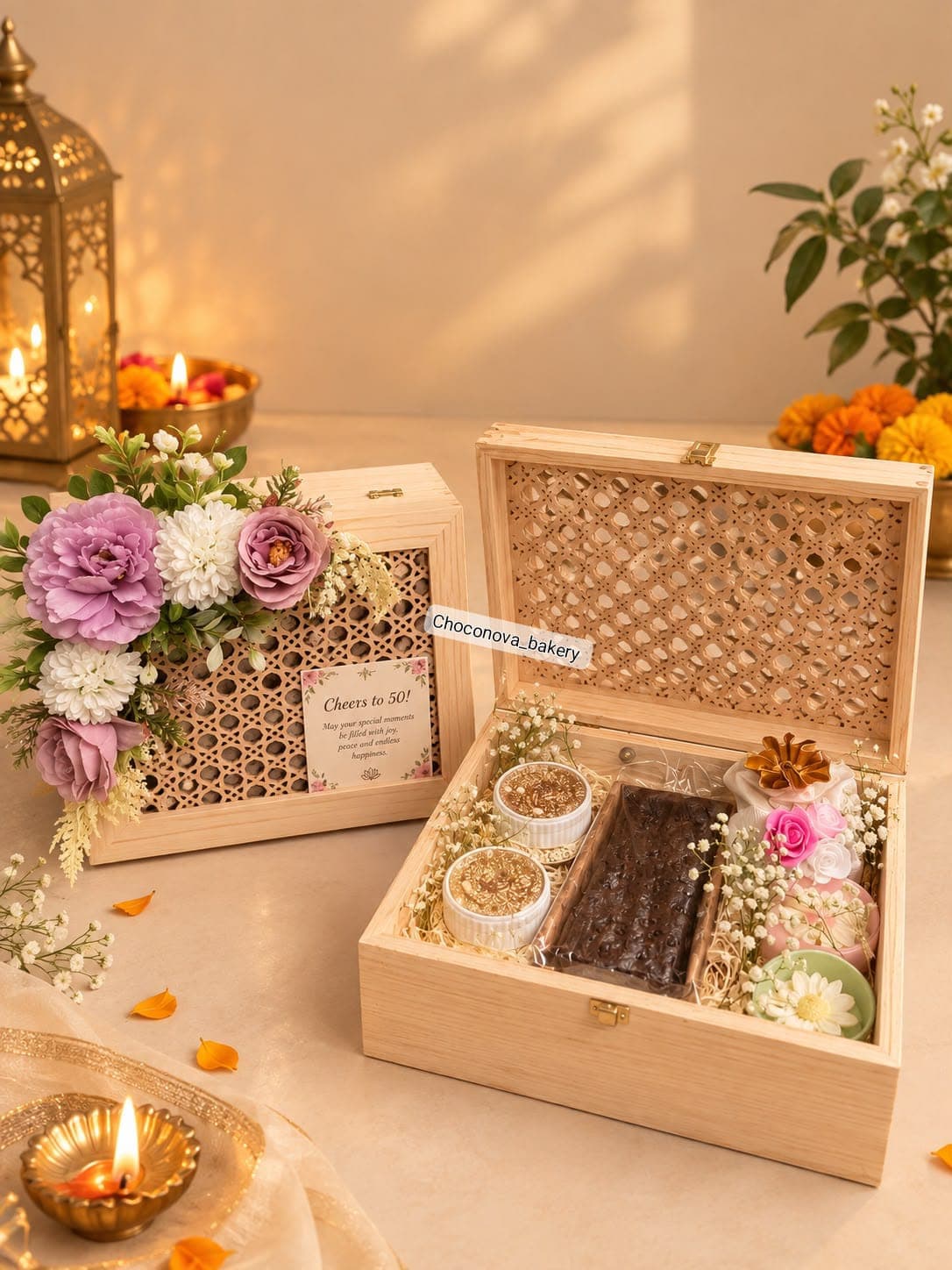 Pinewood Rattan Box gift hamper - Chau Foods